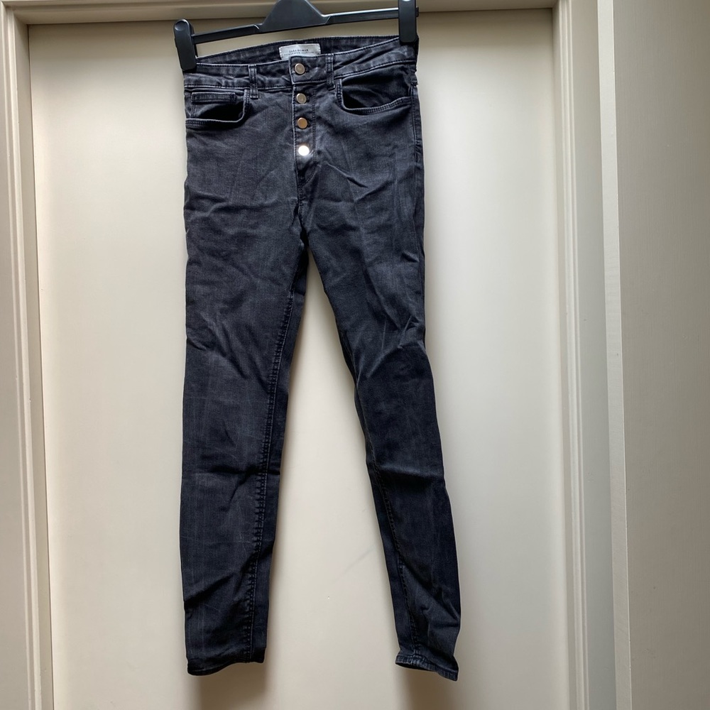 Zara washed black button front jeans